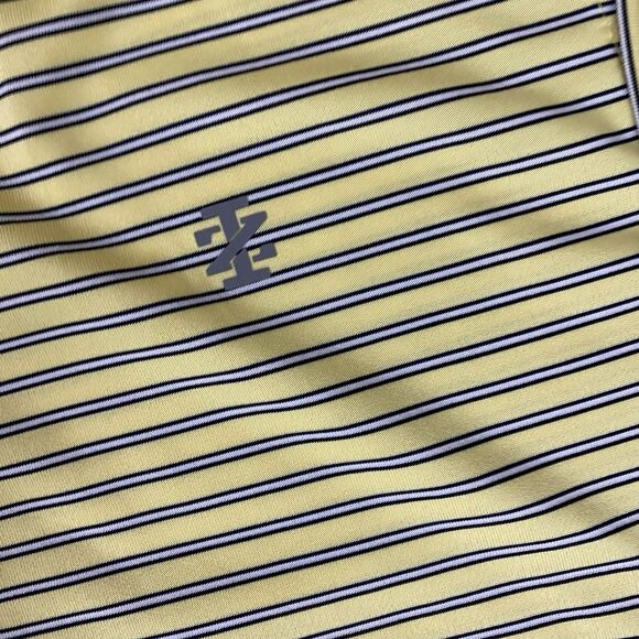 Izod Polo Shirt Mens Large Yellow Stripe Golf Preppy Work Office Casual Athletic - Picture 13 of 14